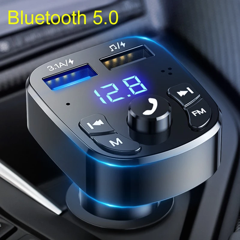 Автомобильный FM-передатчик 5 0 беспроводной аудио приемник громкой связи MP3-плеер