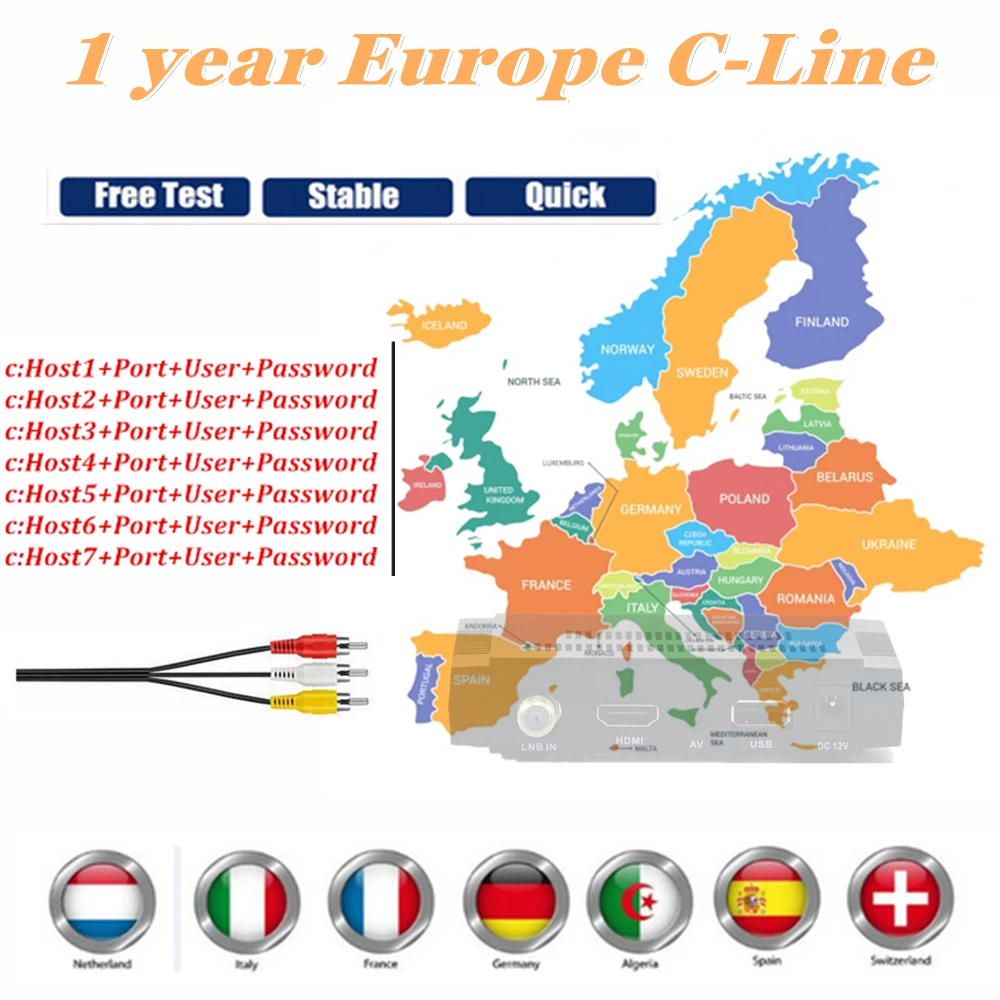 Европа Cccam cline сервер с 1 год для Португалия Германия Польша Испания Италия ect поддержка DVB-S2 IKS рецептор Satelite приемник