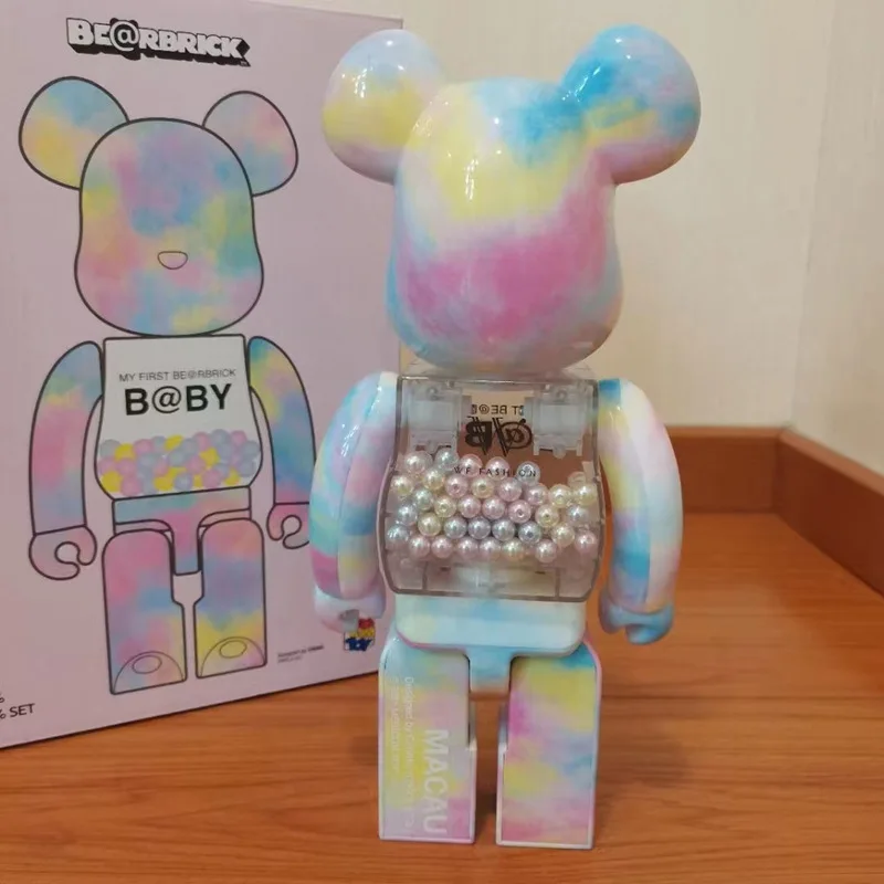 

28cm Bearbrick400% Violent Bear Pink Ornaments Building Block Bear Doll Ornaments Figures Decoration Toys for Doll Girls Gift