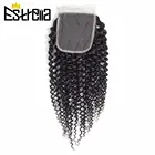 4X4 кружевная застежка, Курчавые Кудрявые застежки, 100% человеческие волосы, ручная перевязка, бразильские Курчавые Кудрявые кружевные застежки, свободная часть кружевной застежки