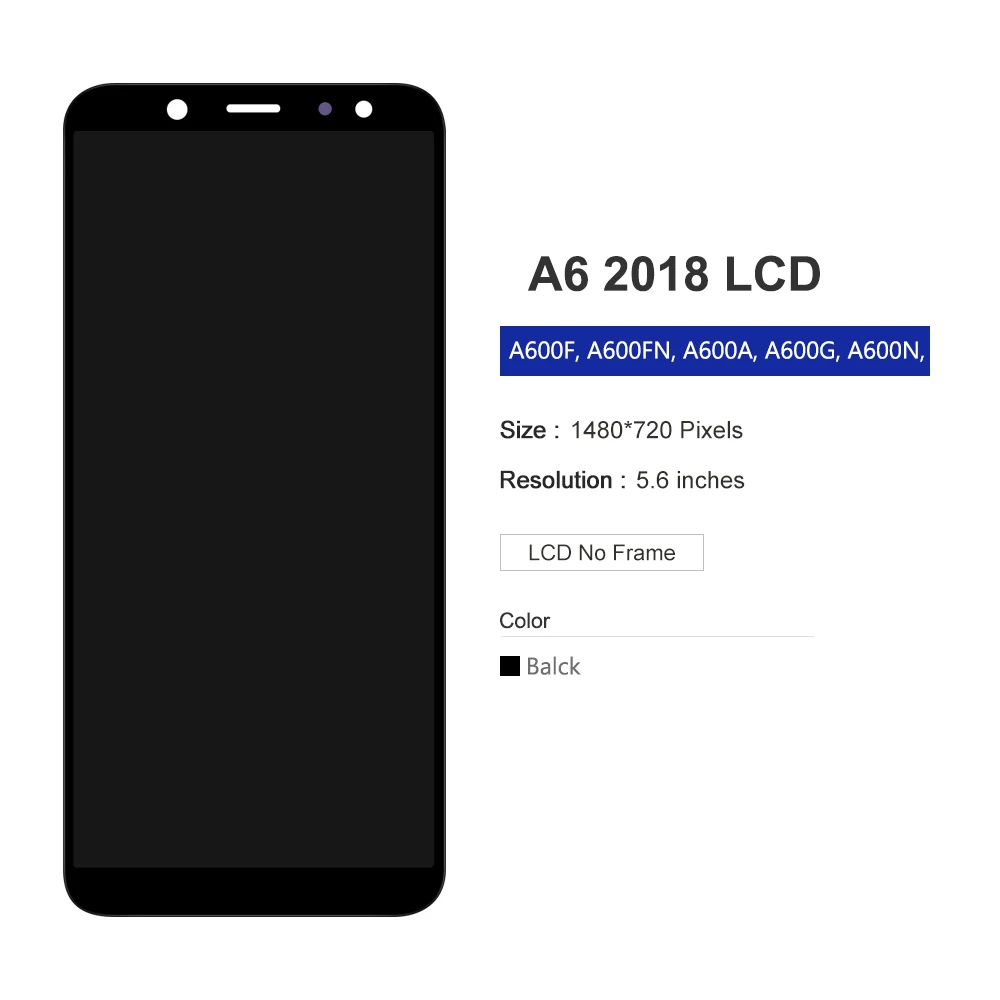 ЖК дисплей и сенсорный датчик в сборе для SAMSUNG Galaxy A6 2018 A600 LCD A600F A600FN A600G/DS|Экраны