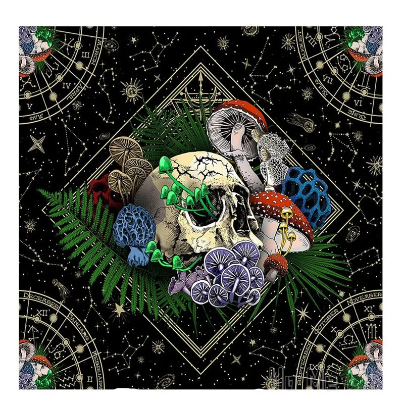 

Kull Colorful Mushroom By Ho Me Lili Tapestry Black Starry Trippy Tarot Wall Hanging For Room