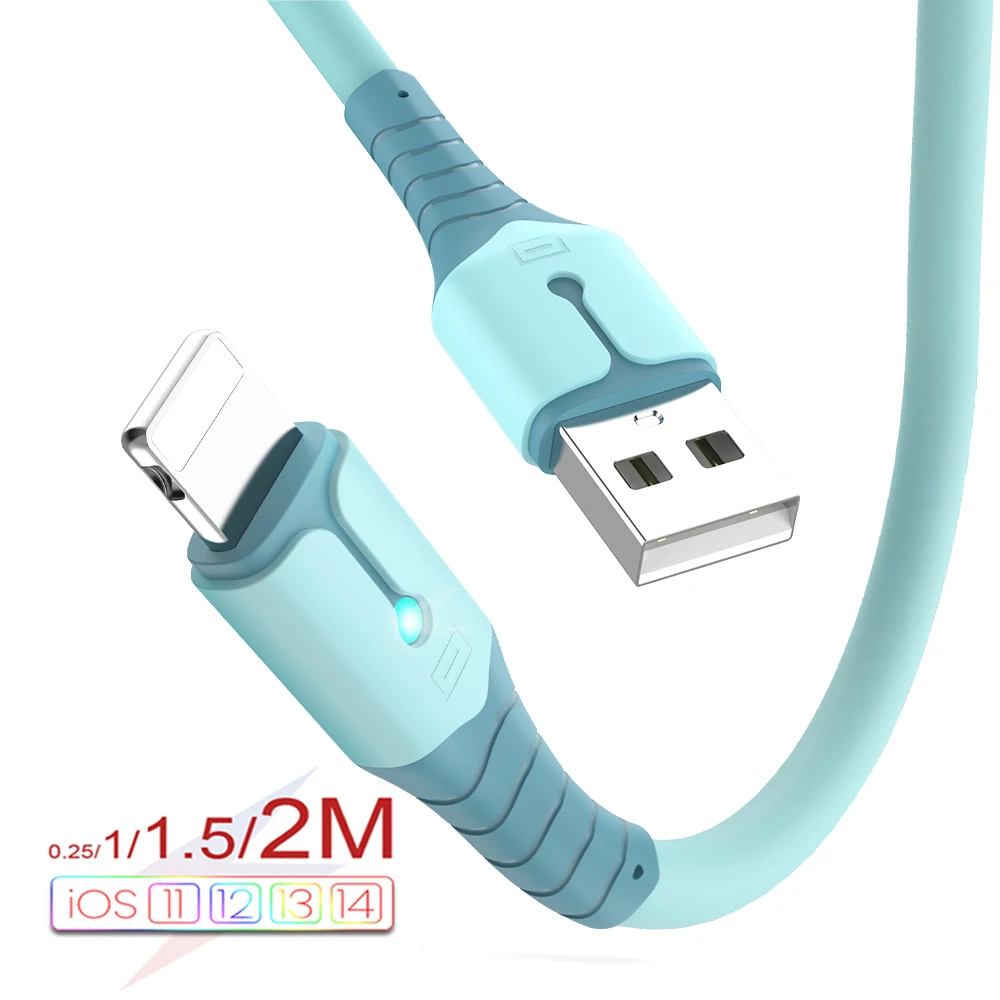 USB-кабель для передачи данных iPhone 12 Mini Pro Max X XR 11 XS 8 7 6s жидкий силиконовый быстрой