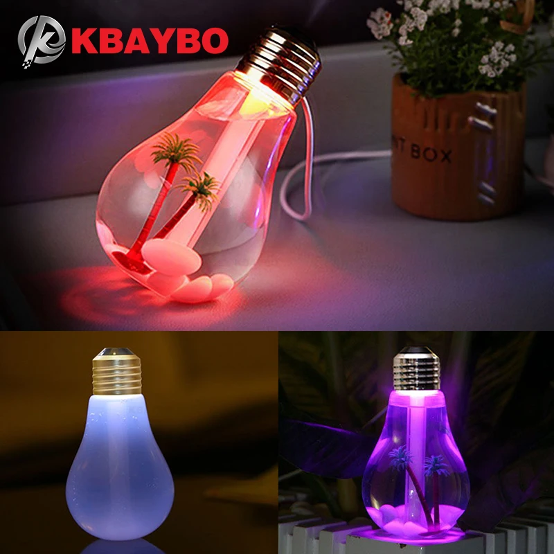 

KBAYBO Mini bulb diffusers USB Air Humidifier Diffuser LED Night Light Creative Bottle Aromatherapy Mist Maker for Home Office