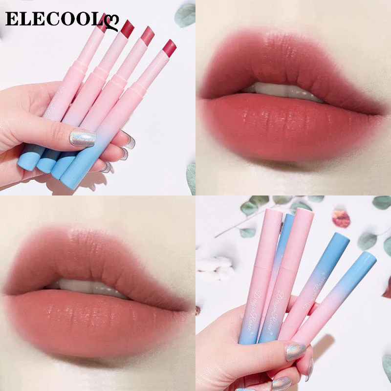 

ELECOOL 8 Colors Velvet Matte Lipsticks Pencil Waterproof Long Lasting Sexy Red Lip Stick Non-Stick Cup Makeup Lip Tint Cosmetic
