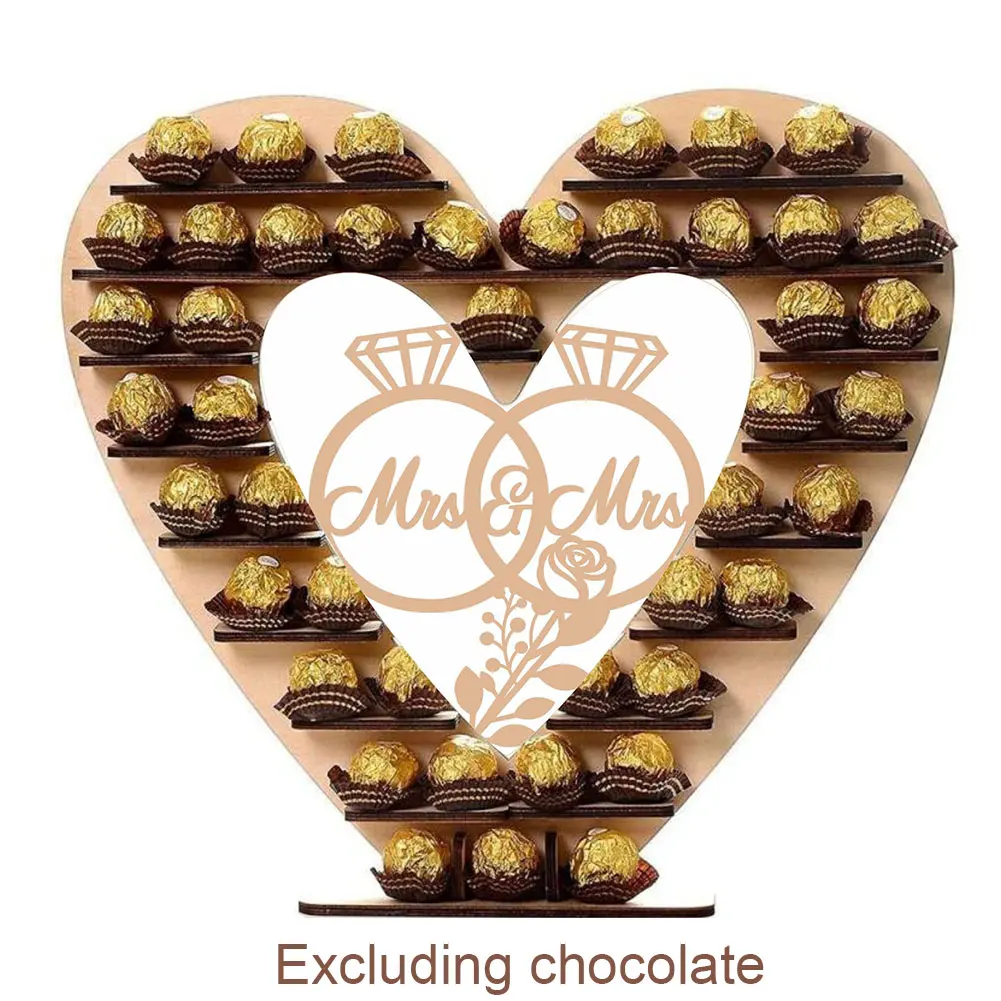 

Birthday Wedding Decor DIY Party Ornament Gift Candy Snacks Smooth Storage Desktop Chocolate Stand Wooden Romantic Heart Shape