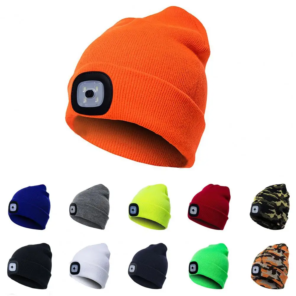 

Unisex Autumn Winter Warm Outdoor Hiking Camping Knitting Beanie Hat with LED