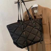 casual nylon shoulder bag women big handbag quilted totes 2022 branded shopper designer padded winter large capacity purse