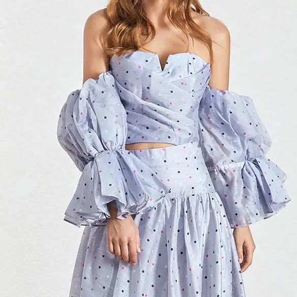 Мода 2020 весна осень наборы в горошек женский костюм из двух частей с