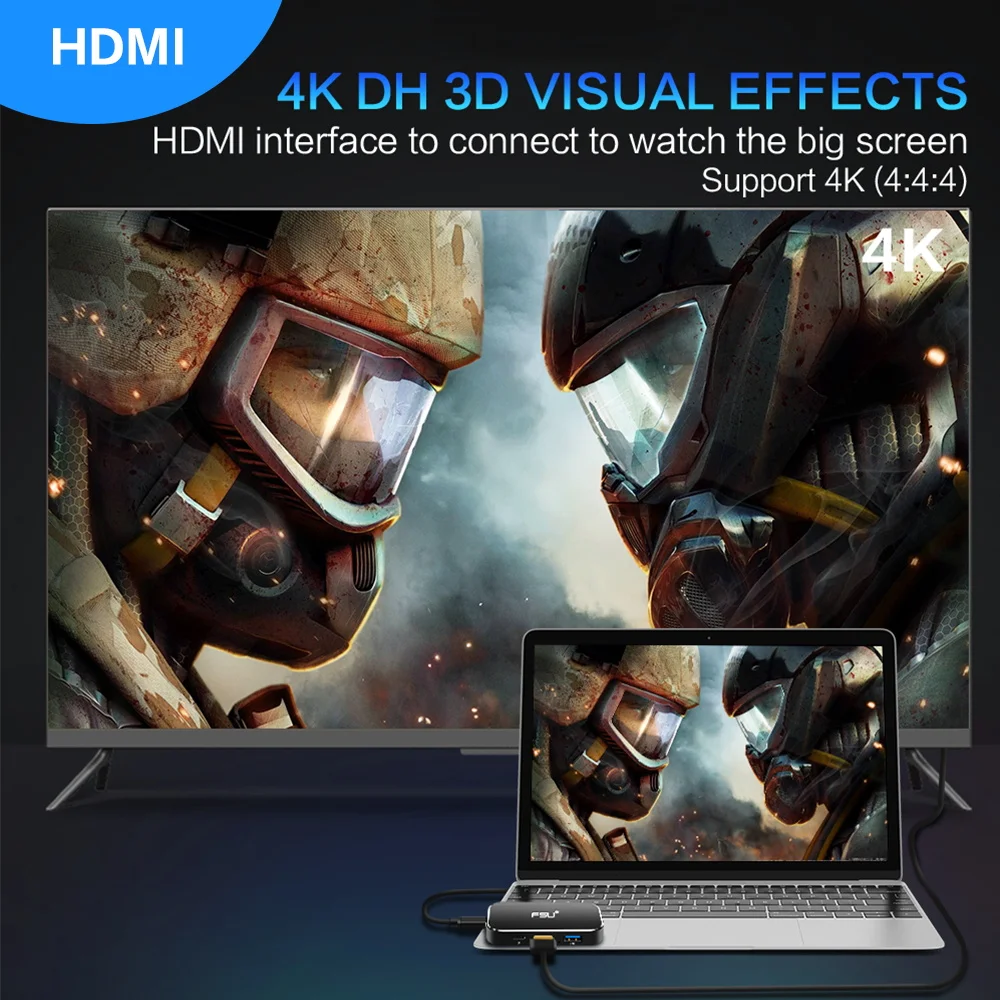 Usb-концентратор FSU 4K 60HZ USB C на HDMI адаптер 100W зарядка PD 3USB 3 0 разъем для MacBook huawei mate 20