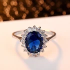 Princess Ring Blue Zircon Transparent Noble Engagement Party Ladies Ring Fashion Jewelry Exquisite Jewelry Decoration Girlfriend