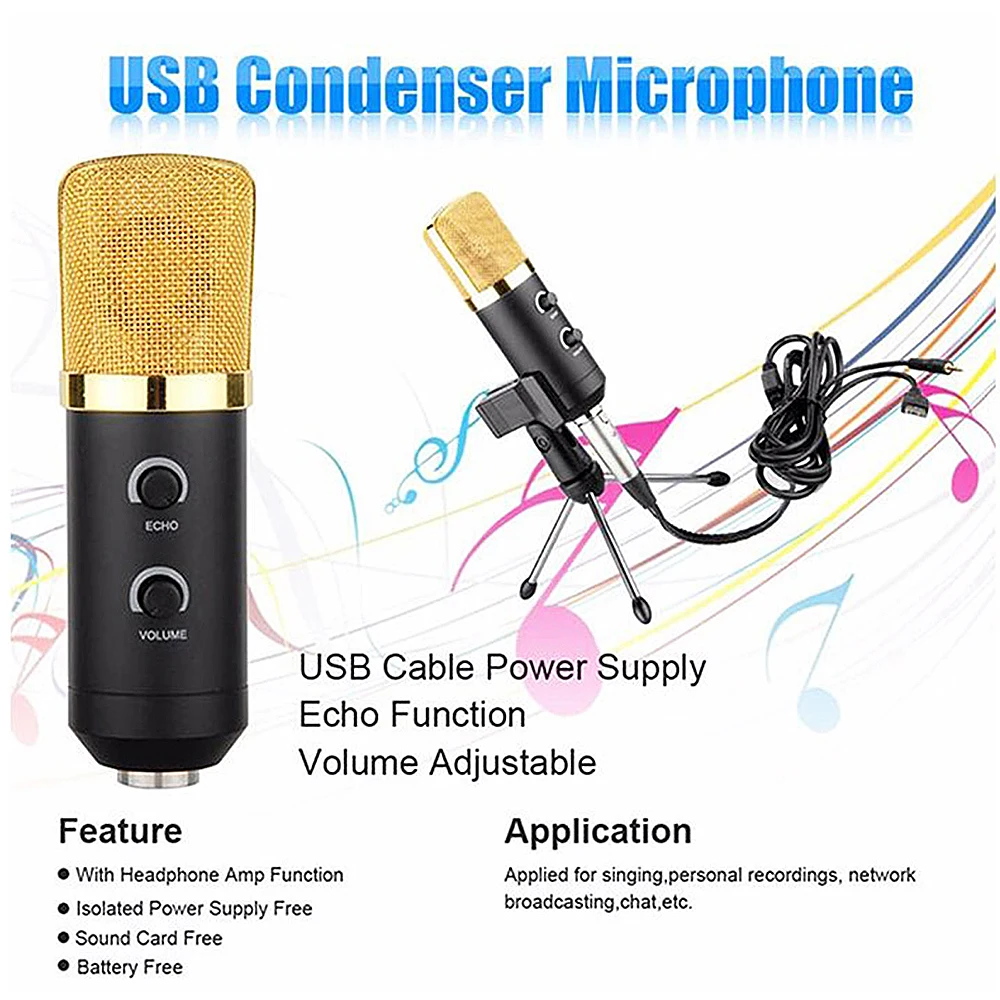 Профессиональный студийный микрофон USB конденсаторный для звукозаписи с