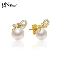gn pearl stud earrings natural freshwater 8 9mm pearl gift gold color for women birthday girls simple earrings