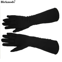 womens long cotton knitted gloves fashion plus velvet autumn and winter warm medium elastic straight style gloves