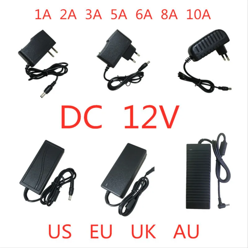 

AC 100V-240V DC 12V 1A 2A 3A 5A 6A 8A 10A Power Supply Adapter 12 V Volt Lighting Transformer Converter For LED Strip Light CCTV