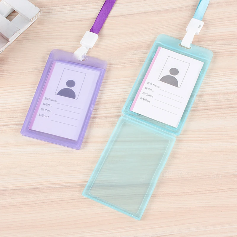 

1 шт. Для женщин Мужчины шейный ремешок держатель для карт бумажник Бизнес работы карты значок из прозрачного ПВХ студенческих удостоверени...