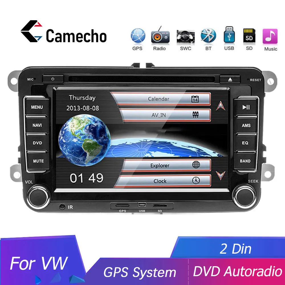 Camecho 2 Din автомагнитола DVD Авторадио gps 7 ''Мультимедиа Стерео для VW/Volkswagen/Golf/Polo/Tiguan/Passat/b7/SEAT/leon/Skoda