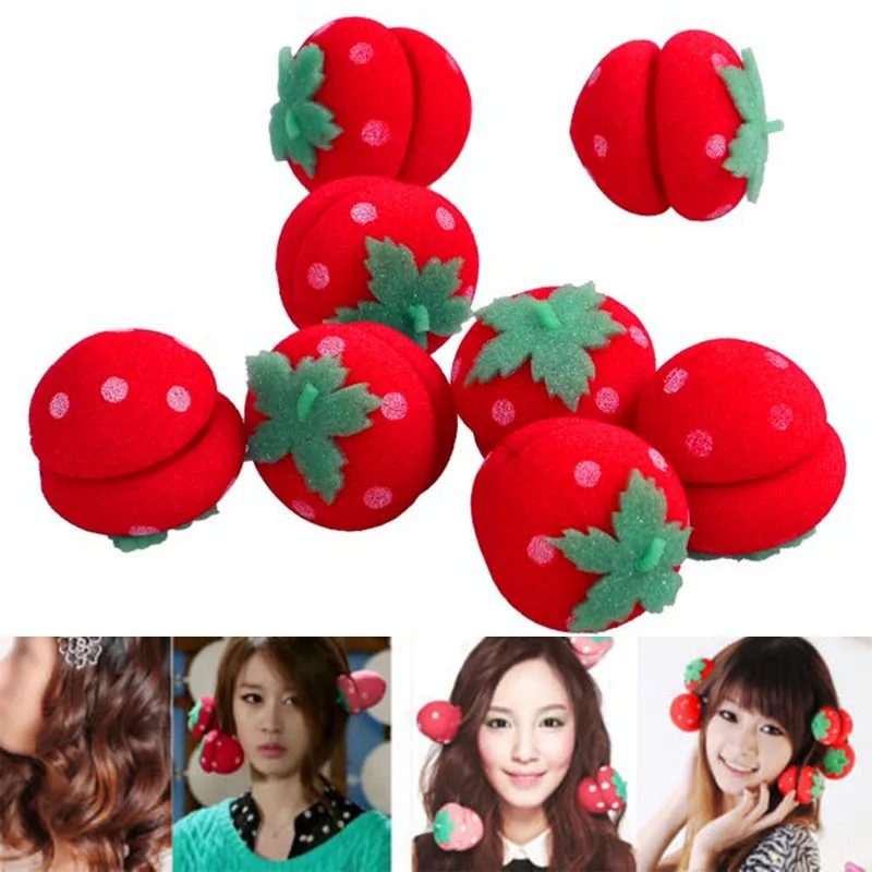5 шт./компл. прекрасные бигуди для волос с шариками клубники без нагрева мягкая