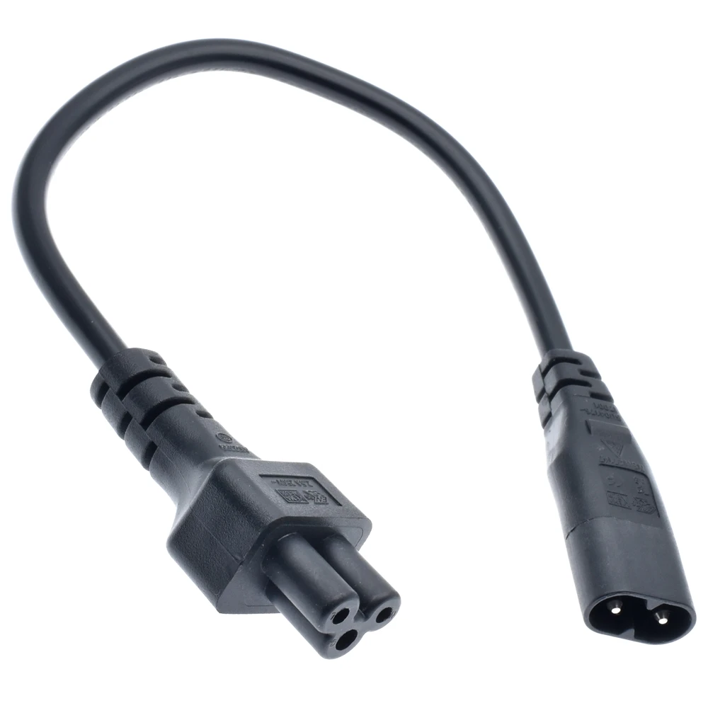 

IEC320 C8 C5 удлинительные шнуры, C8-C5 IEC соединительный кабель, IEC папа к женскому 3PIN линия питания, 30 см, 1ft, H03VV-F 2x0.75 мм