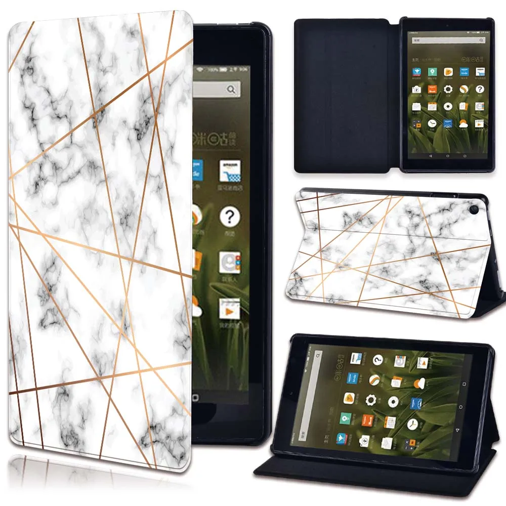 

Tablet Case for Amazon Fire 7 5th 7th 9th/ HD8 6th 7th 8th 10th/HD10 5th 7th 9th Leather Stand Anti-fall Protective Case + Pen