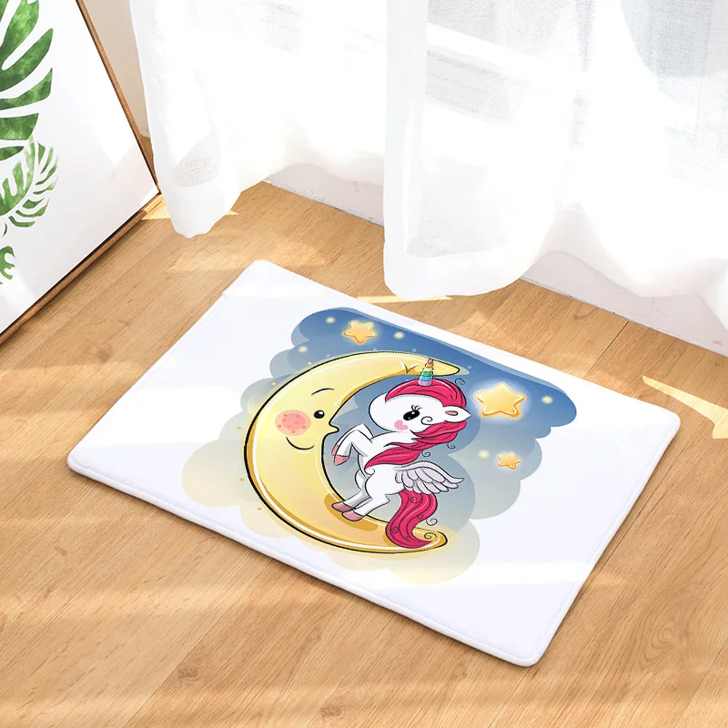 

Единорог напольный коврик 50x80 см мультяшный принт замшевый ковер для украшения дома ванная комната коврик для ванной туалетный ковер кухон...