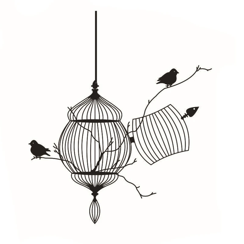 3D птичья клетка и ветка дерева креативный Современный ПВХ стикер на стену