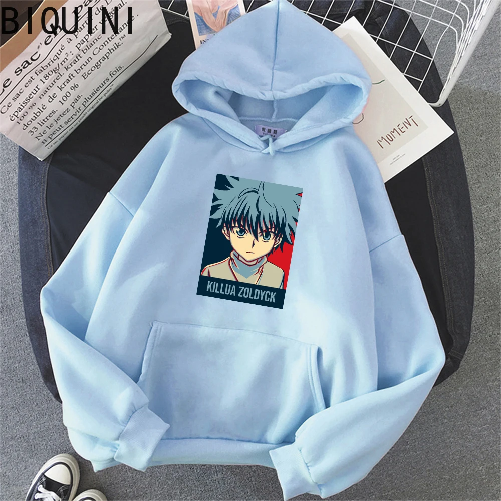 

Hunter x Hunter Killua Anime Hoodie Unisex Warm Winter Clothes Women Oversized Sweatshirts Vintage Men Long Sleeve Pink Tops