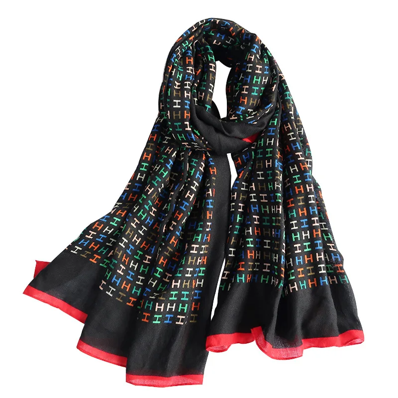 

2021 Newest Korea Dongdaemun explosions cotton women fall/winter new Joker warm fashion H letter scarf shawl Fashion 175cm
