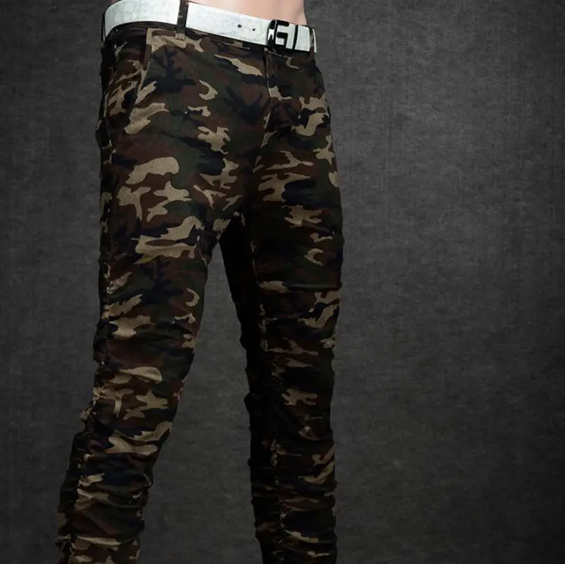 camo Высокое качество, Новое поступление, мужские узкие брюки с цветочным принтом для мужчин, узкие брюки, Подходят Хлопковый Повседневный для мужчин, брюки, большие размеры 28-36 - Цвет: camo