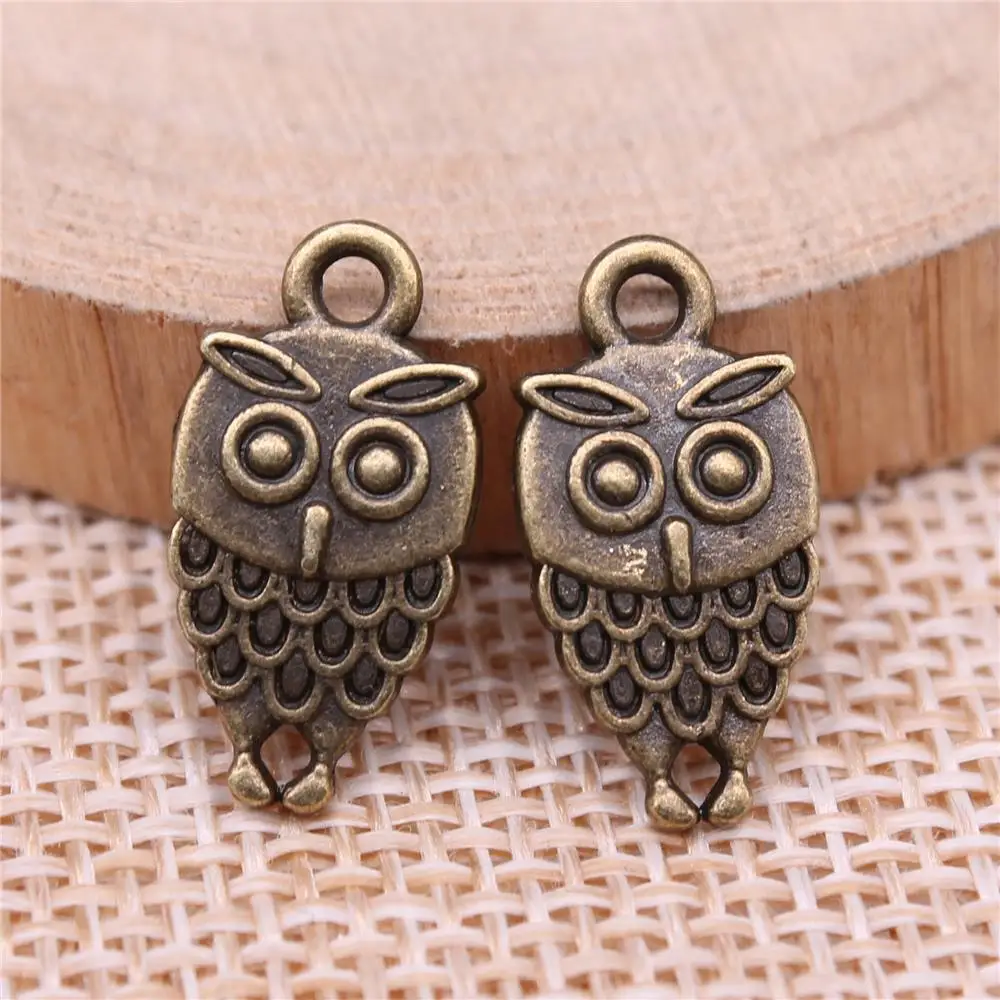 

Double Sided Owl Charms For Jewelry Making Findings Handmade DIY Craft 10pcs Antique Bronze Color 19x9mm
