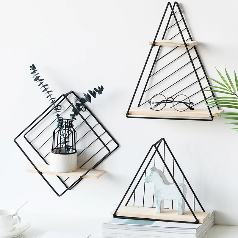 DIY сборная железная деревянная декоративная полка настенный Декор стеллаж для хранения Организация гостиной украшение стены домашний Декор Орнамент