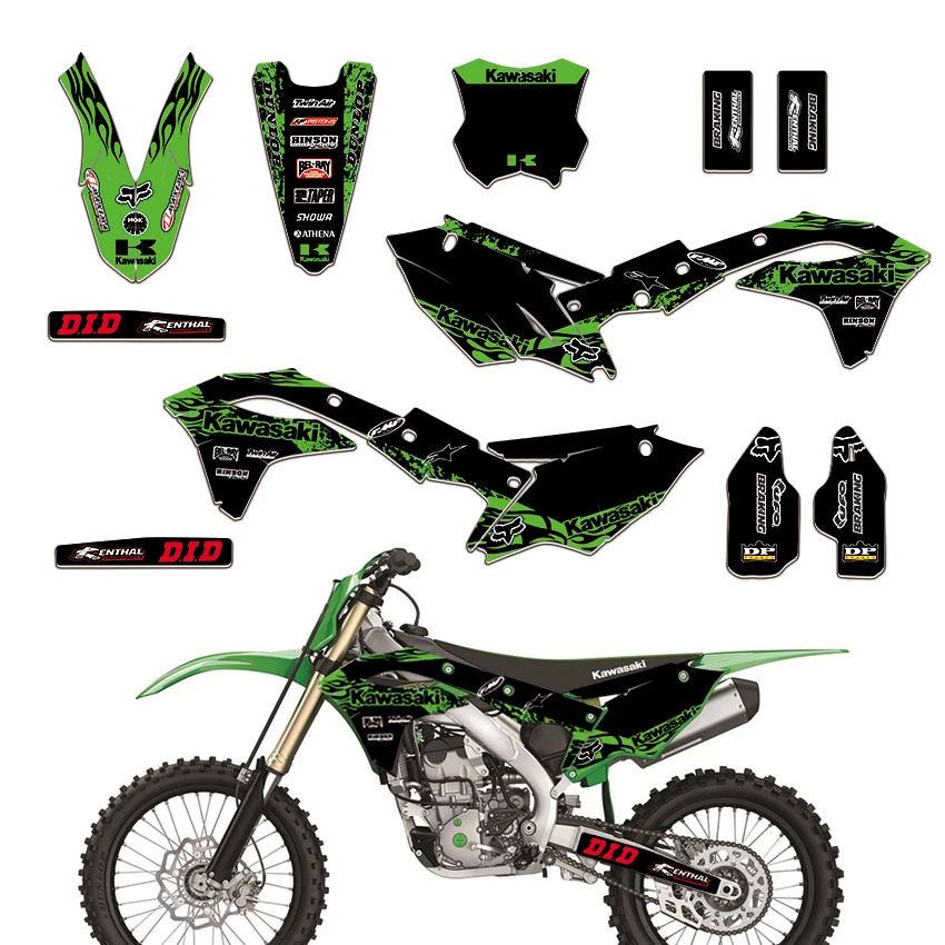 

Customized Team Decals Graphic Stickers DECO Kit For KAWASAKI KXF 250 KXF250 2017-2020 2017 2018 2019 2020