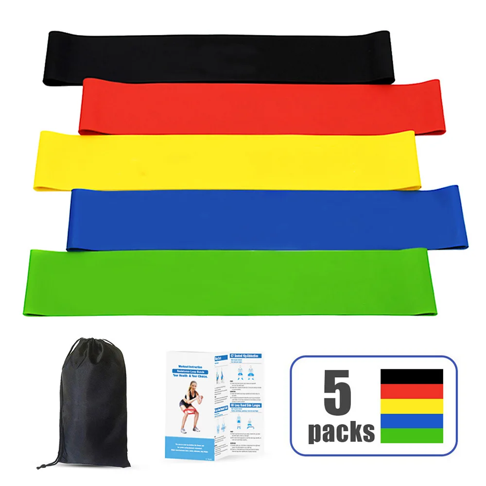 

5 Workout Bands Fitness Equipment Exercise Resistance Loop Bands Set Of With Carry Bag For Legs Butt Arms Yoga Fitness Pilates