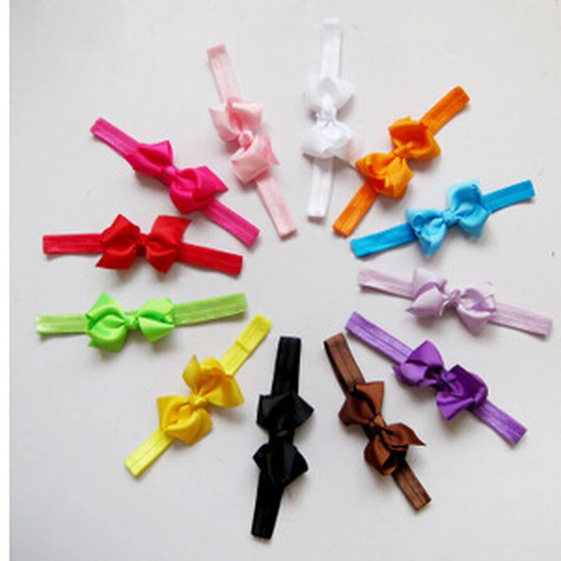

Baby Girl Kid Headband Bow Ribbon Elastic Flower Hairband 12 Colors