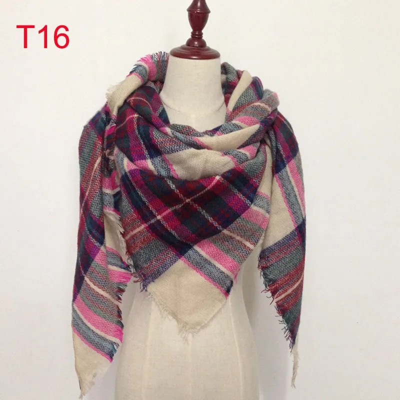 Женский шарф Високого качества в тартановую клетку, треугольная стола, уютное одеяло в клетку, оверсайз оберег, платье зимой.