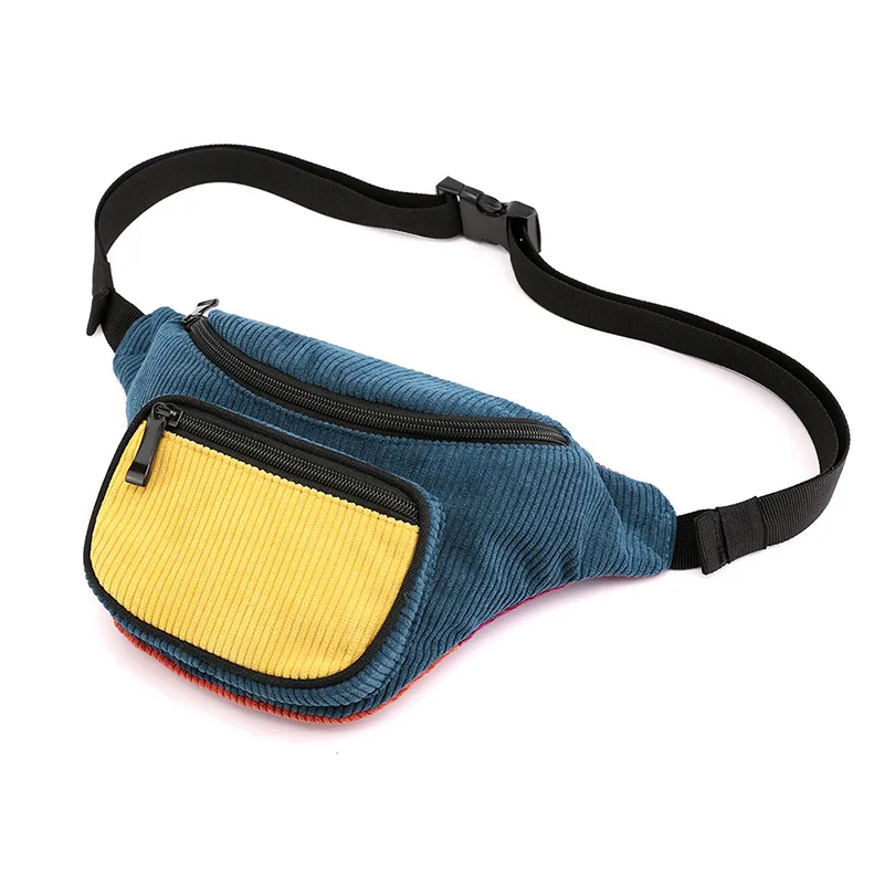 

Corduroy Waist Bag Women 2019 New Canvas Leisure Panelled Chest Pack For Girls Bum Bag Packs fashion Chest Crossbody bag Belt