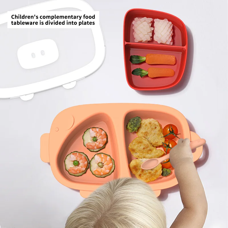 

Baby Piglet Divided Grid Bowl Safe Silicone Plate Free Solid Children Dishes Suction Toddle Training Tableware Kids Feeding Bowl