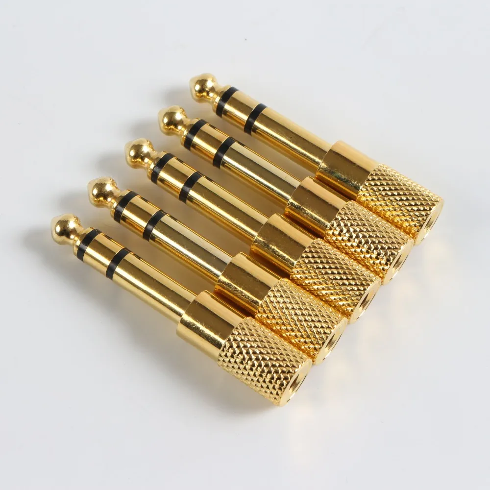 

2PCS direct gold-plated microphone headset 3.5mm female hole to turn 6.35 6.5mm male plug small minijack plug Wire Connector