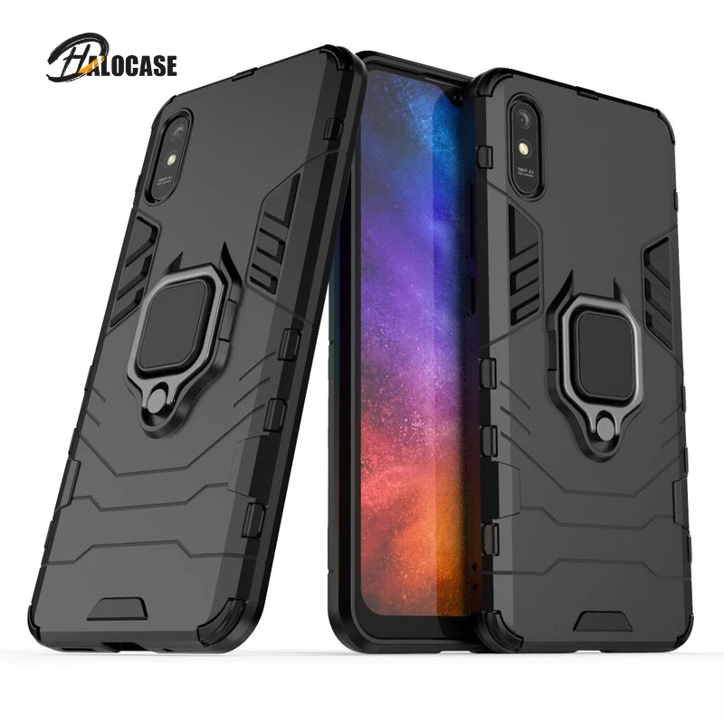 

Redmi 9A Case Luxury Armor Shockproof Phone Case For Xiaomi Redmi 9A 9C 9 Magnetic Metal Finger Ring Protection Back Cover 6.5