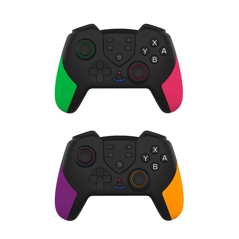 

2 Pcs T23 Controller For Nintendo Switch PRO With Wake-Up Vibration Macro Programming, Green-Pink & Purple-Orange