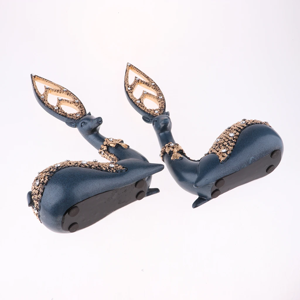 

2pcs Home Decoration Craft Fortune Deer Figurines Living Room Desktop Decoration Ornament Wedding Gift