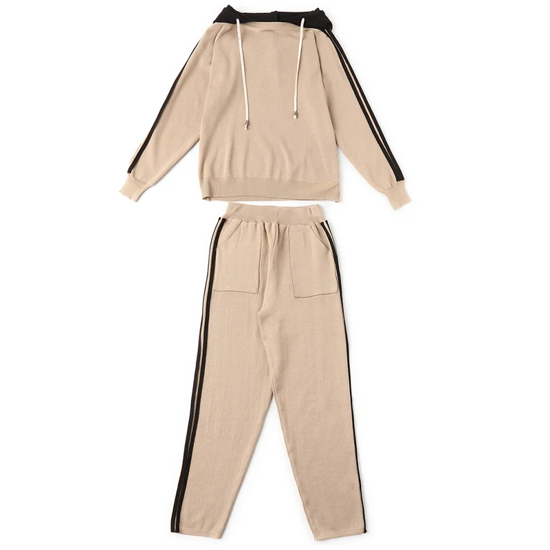 Повседневный Спортивный костюм с капюшоном костюмы для женщин комплект из 2