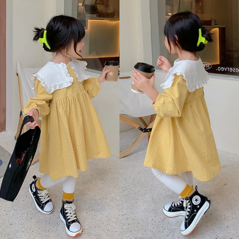 

Girl Dress Party Evening Gown Cotton 2022 Yellow Spring Autumn Flower Girl Dress for Wedding Tutu Tutu Fluffy Birthday Kids Bab