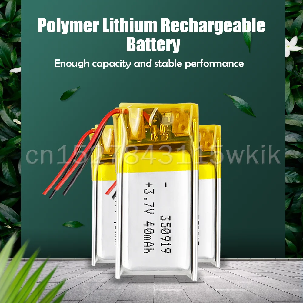350919 3.7V 40mAh Lithium Polymer Rechargeable Battery For MP3 MP4 MP5 GPS DVD Bluetooth Headset LED Light Li-Po Li ion Cell | Электроника