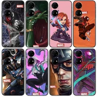 2021 marvel comics phone case for huawei p50 p40 p30 p20 10 9 8 lite e pro plus black etui coque painting hoesjes comic fas