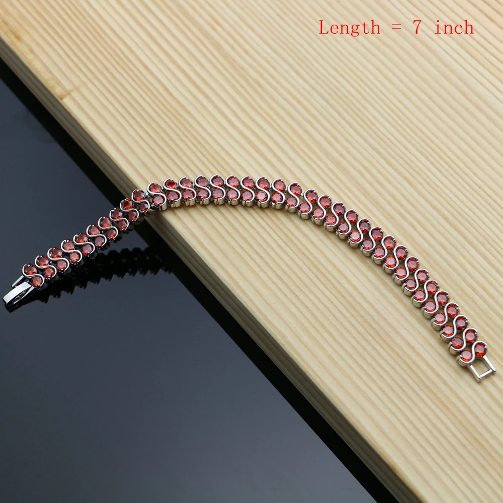 Набор свадебных украшений из серебра 925 пробы с красным фианитом свадебные