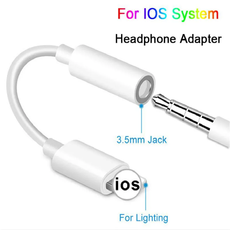 Adaptador auxiliar para auriculares Lightning a 3,5mm, Adaptador de cargador macho hembra para iPhone 7, 6, 8, 11, X, IOS 11, 12, 13