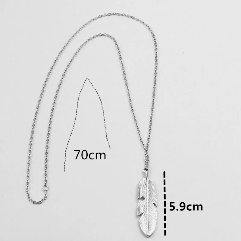 Модные ожерелья с подвеской в виде пера богемном стиле Длинные листьев для