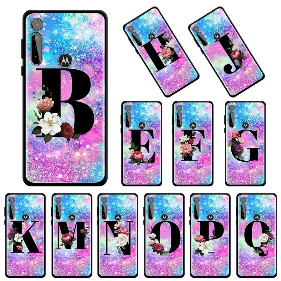 

Rainbow Letter Flower A-Z Case for Motorola One Fusion Plus G9 Play G8 Power Lite Edge G60 G50 G40 G30 G20 G10 Phone Cover Coque