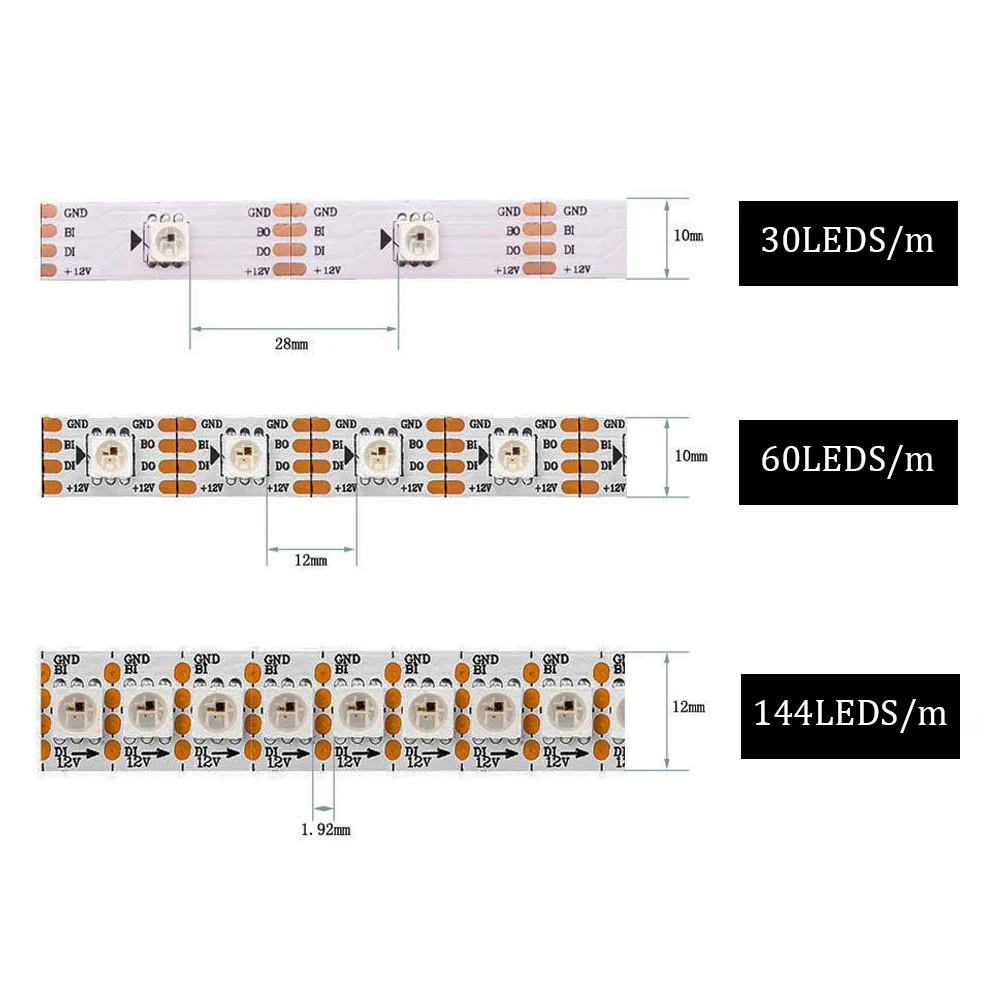 Пиксельная Светодиодная лента WS2815 (WS2812B WS2813 обновленная) RGB индивидуально